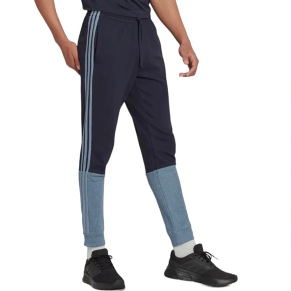 Adidas Joggers Essentials Mélange French Terry Pants 3 Stipe New w Tags - Picture 1 of 9